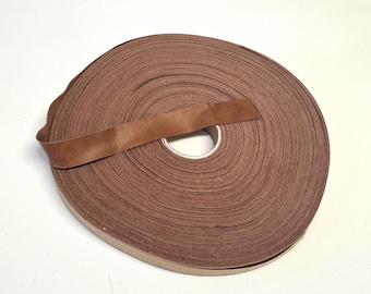 Fita de acabamento plana de 3/4" em couro de cordeiro na cor castanha (2 jardas) 0750NLA - acabamento, fita de borda, fita de couro