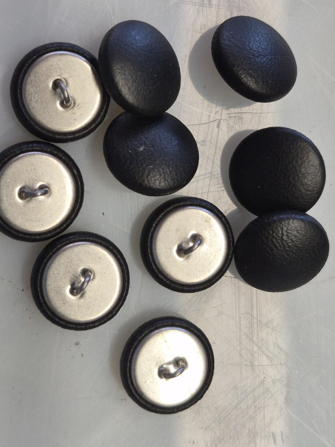 24 Line Cowhide Leather Covered Buttons in Black 10 Pcs Dress Loops - Etsy