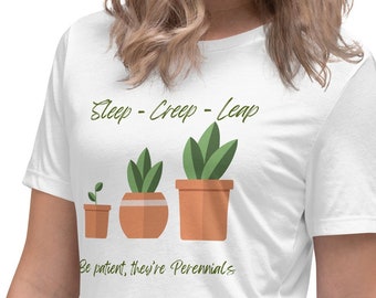 Women's Relaxed T-Shirt - Perennial lover, sleep, creep, leap funny plant lady shirt, gardening shirt, funny plant shirt, graphictee