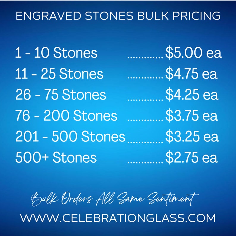Engraved Glass Gem Smile Stones Quantity Discount Personalized Etch