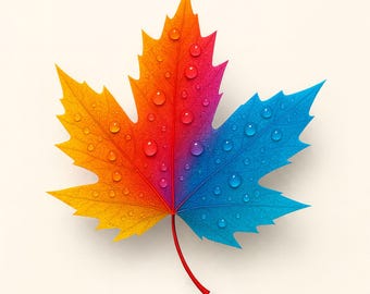 Colorful Maple Leaf Clipart PNG, Autumn Printable (Digital Download)