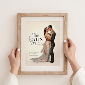 The Lovers Tarot Arcane Poster Art Print – Digitale download van vrouwelijke Arcana, poster romantische empowerment, decor flirten paar tarot