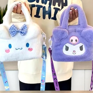 Bolsa de peluche Kawaii Sanrio, bolso de mano de dibujos animados de anime Kuromi Cinnamoroll, bolso bandolera de viaje para cosméticos, bolsas de almacenamiento, regalos para niñas