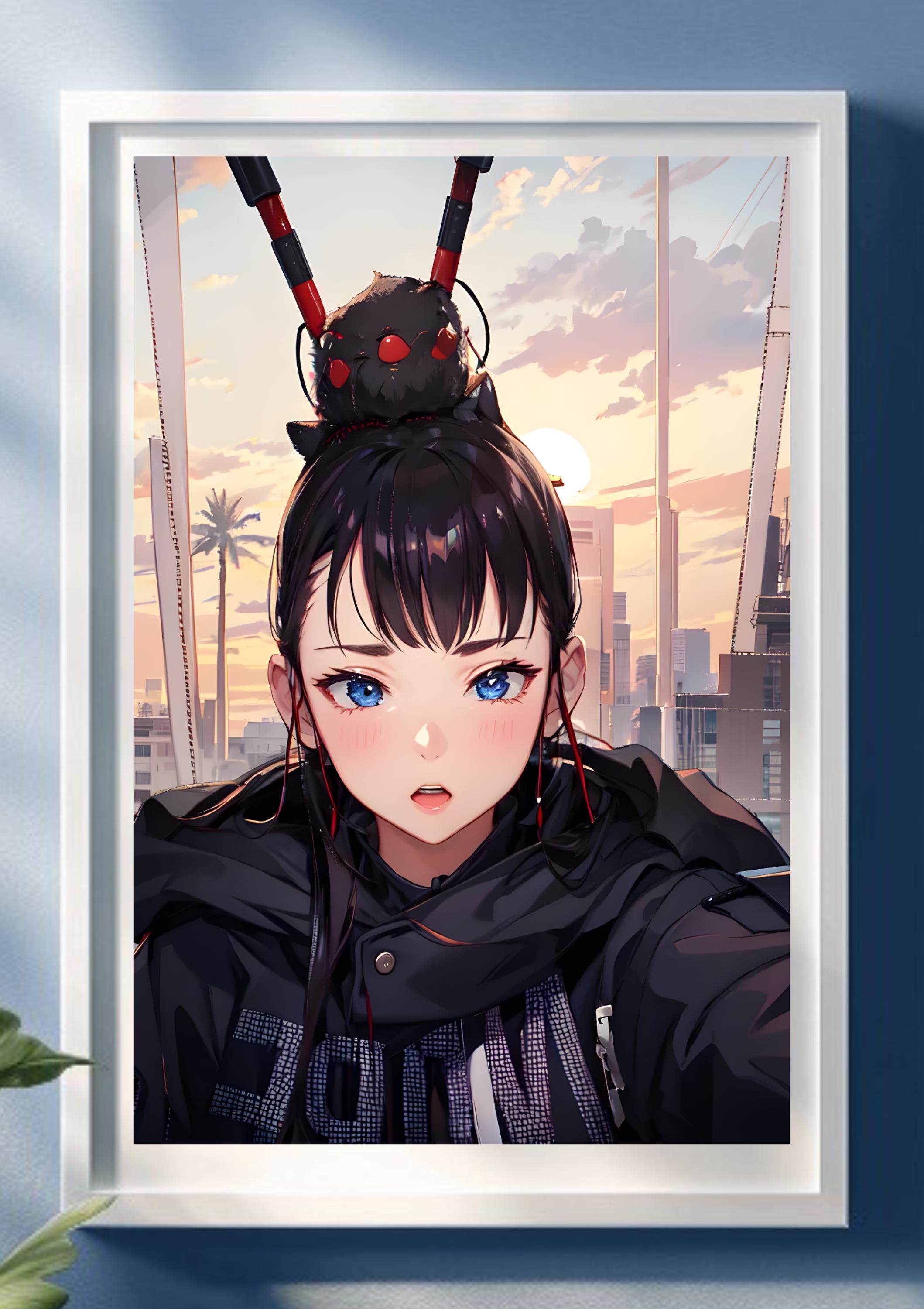 Anime Girl Kunstdruck - Cyber Sunset Stadtbild (Instant Printable) - Etsy  Schweiz, image size:2118x3000