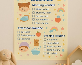 Kids Tagesablauf Diagramm Morgen, Nachmittag & Abend Checkliste Kinder sofort druckbar