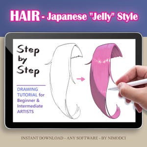 Hair Drawing TUTORIAL - Japanese JELLY Style - Digital Art