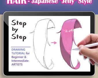 Hair Drawing TUTORIAL - Japanese JELLY Style - Digital Art