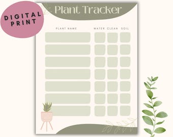 Rastreador de cuidados com plantas, diário de cuidados com plantas, planejador de plantas de interior, planejador de plantas de casa, registro de cronograma de irrigação de plantas, download digital para impressão