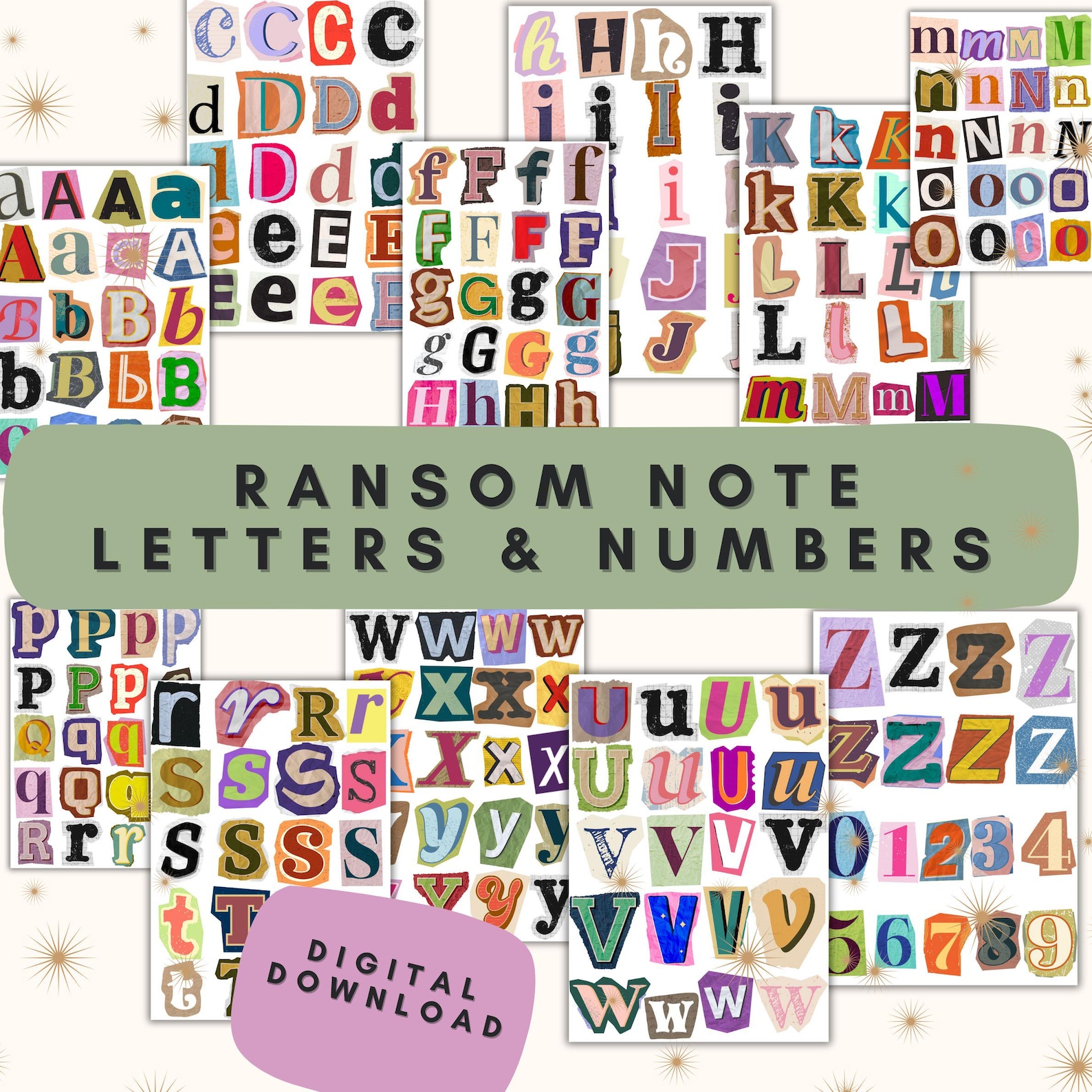 Printed Ransom Note Ransom Magazine Note Art, Printable Alphabet Art, Wall Print Digital ...