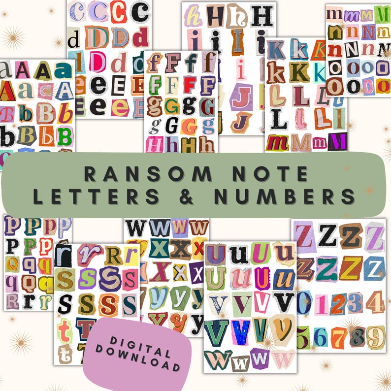 Ransom Magazine Note Art, Printable Alphabet Art, Wall Print Digital ...