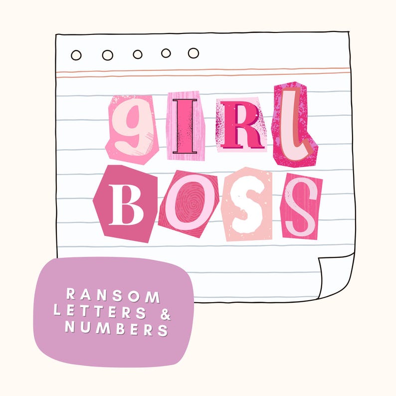 Pink Ransom Note Letters Pink Ransom Notes PNG, Digital Scrapbook Ransom Letters & Numbers ...