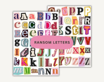 Ransom Notes Letters & Numbers, Magazine Cutout Digital Print, Alphabet Images. Junk Journal digital download
