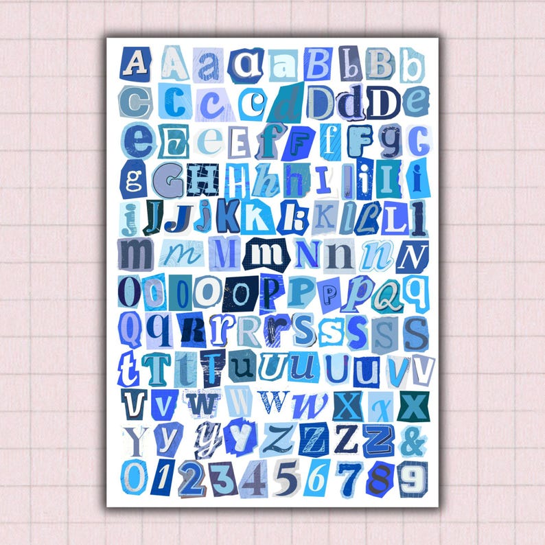 Blue Ransom Notes PNG, Magazine Cutout, Ransom Letters & Numbers ...