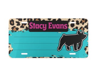 Personalized Livestock Stall Sign | Leopard Teal Aluminum  Sign | Custom Livestock Stall Sign