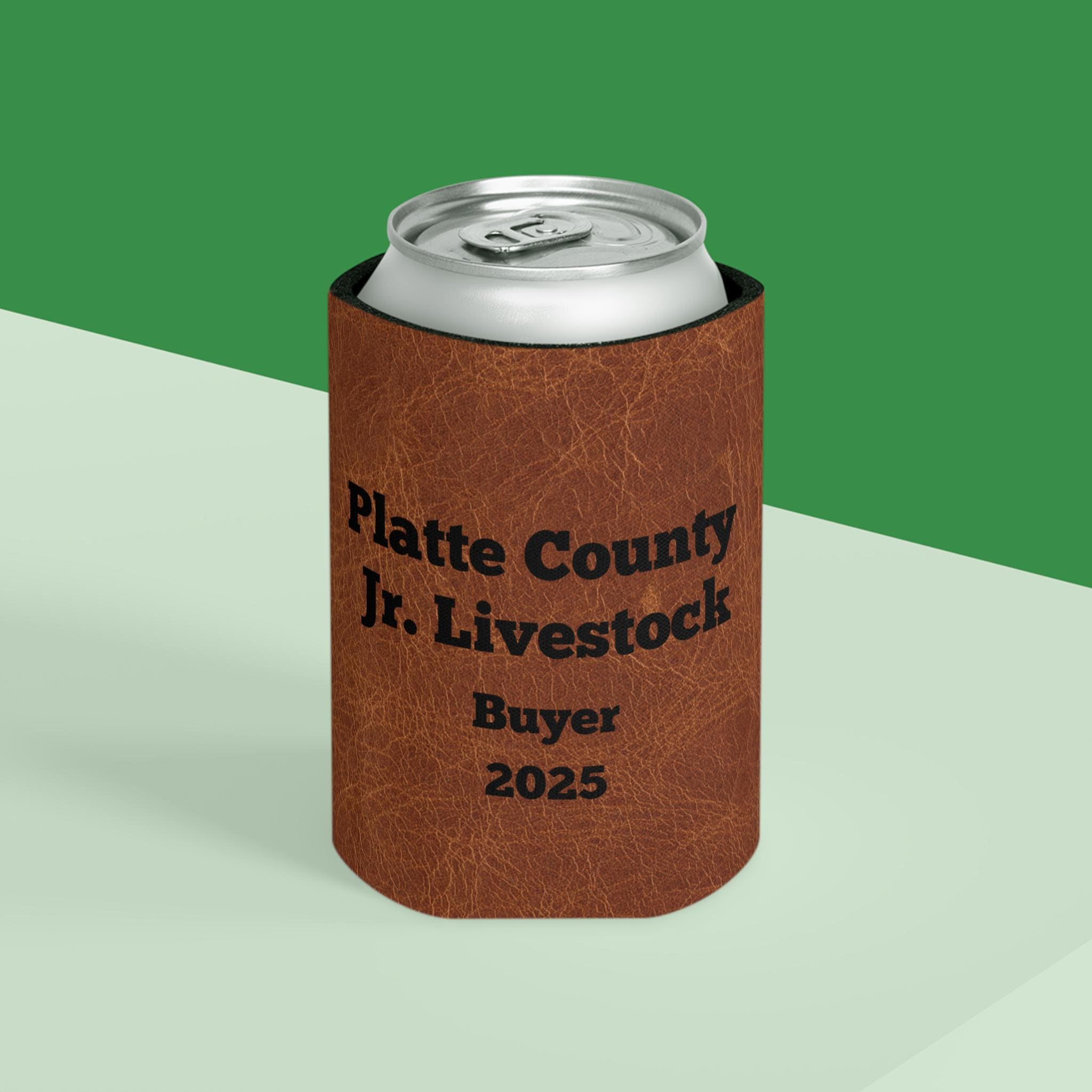 Livestock Buyer Gift Can Cooler | 4-H & FFA Supporter | Faux Leather Print Personalized Beverage Holder | County Fair Thank You