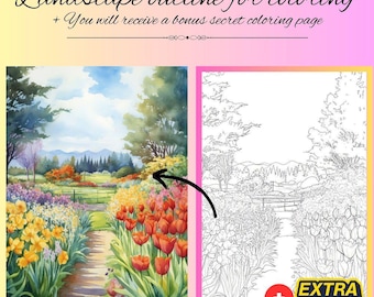 Contornos de paisajes para colorear en PDF, dibujos de paisajes para calcar, contornos de paisajes para colorear en PDF