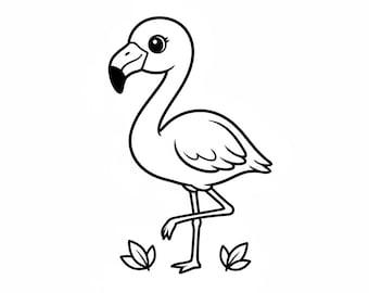 Flamingo SVG contorno PNG arte lineal vector blanco y negro para cricut