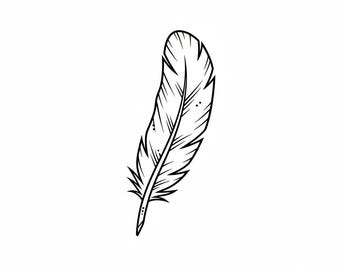 Feather SVG outline PNG line art vector black and white for cricut