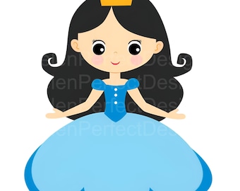 20 imágenes prediseñadas de princesas SVG, imágenes prediseñadas de niña de cuento de hadas, archivos SVG de princesas para Cricut y manualidades