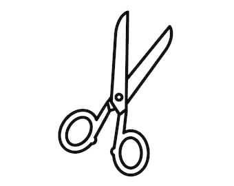 Contorno de tijera SVG PNG arte lineal vector en blanco y negro para Cricut