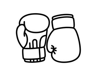 Contorno de guantes de boxeo SVG PNG arte lineal vector blanco y negro para Cricut