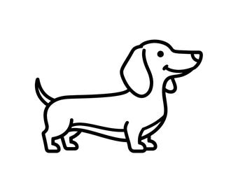 Contorno de perro salchicha SVG PNG arte lineal vector en blanco y negro para Cricut