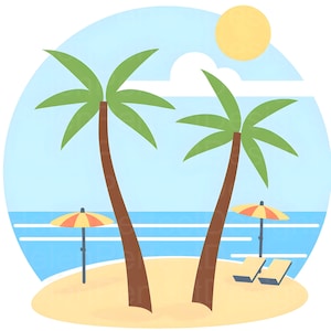 Beach SVG Clipart, Tropical Beach Scene, Summer SVG File for Crafts