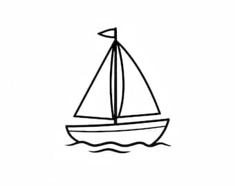 Segelboot SVG Umriss PNG Linie Kunst Vektorgrafik schwarz und weiß für Cricut