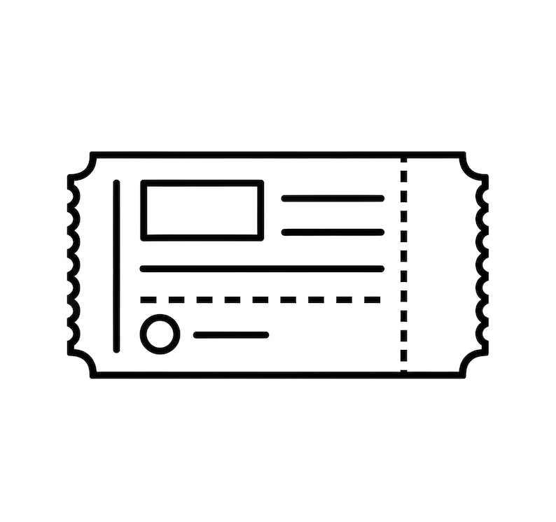 Ticket Outline SVG PNG Line Art Vector Black and White for Cricut - Etsy