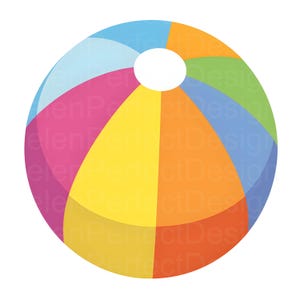 Beach Ball SVG Design, Summer Pool Party Clipart, Beach Toy SVG for Cricut and Crafts