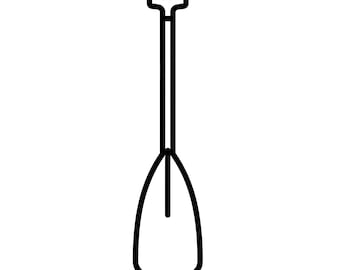 Contorno SVG de remo de canoa PNG arte lineal vectorial en blanco y negro para Cricut