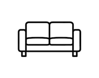 Contorno de sofá SVG PNG arte lineal vector blanco y negro para Cricut