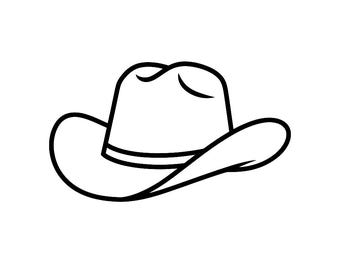 Chapeau de cowboy SVG contour PNG dessin au trait vecteur noir et blanc pour cricut