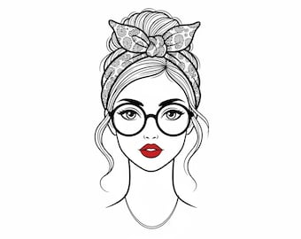 10 Woman Face SVG Outline, PNG Line Art Vector for Cricut