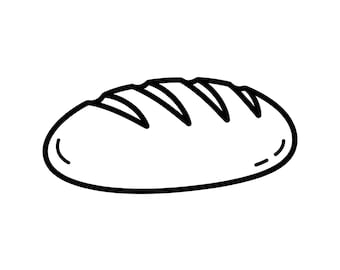 Contorno de pan SVG PNG arte lineal vector en blanco y negro para Cricut