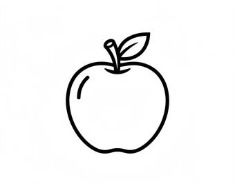 Apple SVG outline PNG line art vector black and white for cricut