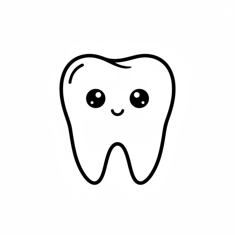 Tooth SVG Outline PNG Line Art Vector Black and White for Cricut - Etsy