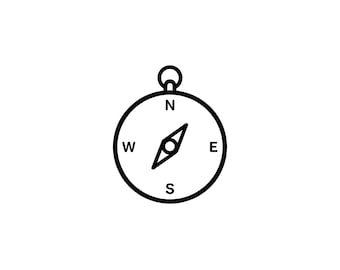 Contorno de brújula SVG PNG arte lineal vector en blanco y negro para Cricut