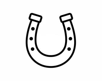 Contorno SVG de herradura PNG, arte lineal vectorial en blanco y negro para Cricut