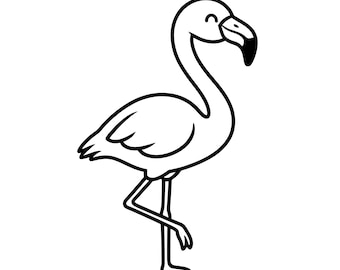 Flamingo Umriss SVG PNG Linie Kunst vektor Schwarzweiß für Cricut
