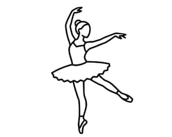 Contorno SVG de bailarina, arte lineal PNG, vector en blanco y negro para Cricut