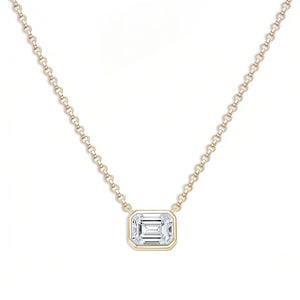 1ct Smaragdschliff Solitärkette/Diamant-Halskette Smaragdschliff Moissanite Diamant-Halskette/Minimalistischer Anhänger/Geschenk für Freund