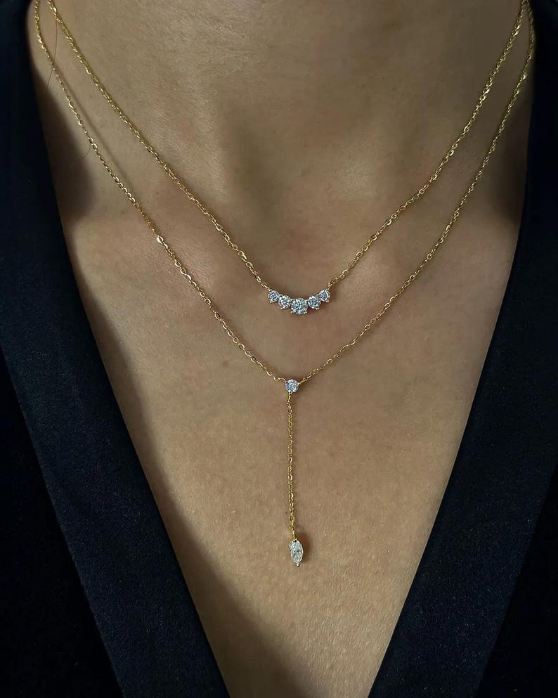 Graduated Moissanite Diamond Necklace for Women-Opreshyne