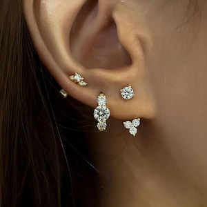 Radiant Small Diamond Stud Earrings with Moissanite-Opreshyne