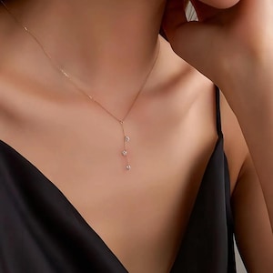Lina Drop – Long Trio Diamond Necklace