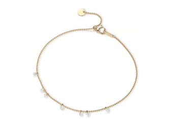 14K Gold Seven Lab Diamond Bracelet, Minimalist Chain Jewelry