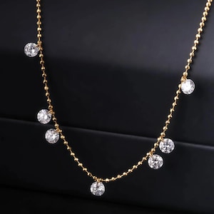 Luna Grace – 7 Diamonds Gold Bead Bracelet