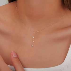 Lina Drop – Long Trio Diamond Necklace