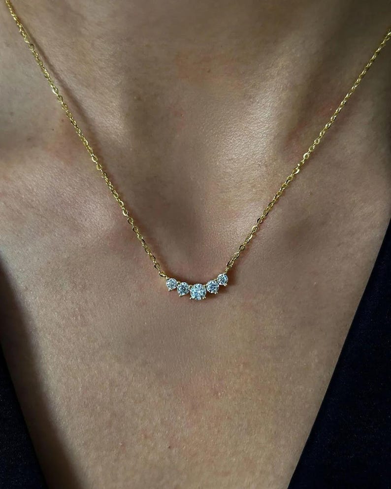 Graduated Moissanite Diamond Necklace for Women-Opreshyne