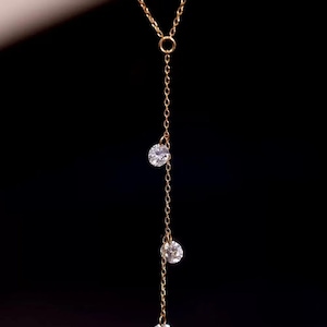 Lina Drop – Long Trio Diamond Necklace
